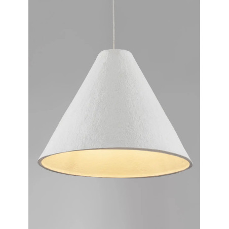 Lampa wisząca japandi z papieru mache o szorstkiej strukturze Ebbio 45cm biała