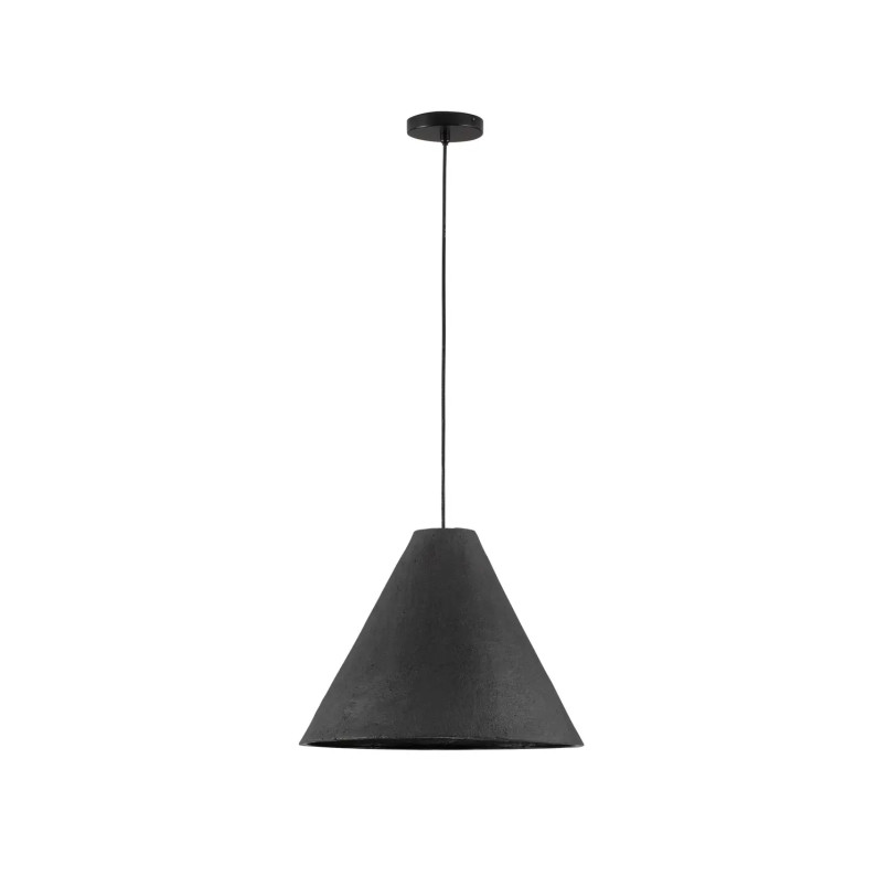 Lampa wisząca japandi z papieru mache o szorstkiej strukturze Ebbio 45cm czarna