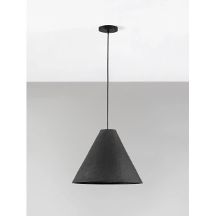 Lampa wisząca japandi z papieru mache o szorstkiej strukturze Ebbio 45cm czarna