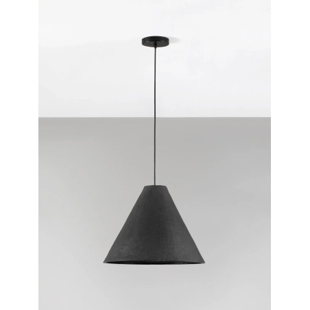 Lampa wisząca japandi z papieru mache o szorstkiej strukturze Ebbio 45cm czarna