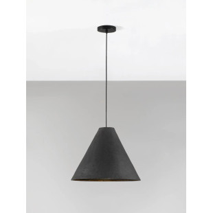 Lampa wisząca japandi z papieru mache o szorstkiej strukturze Ebbio 45cm czarna