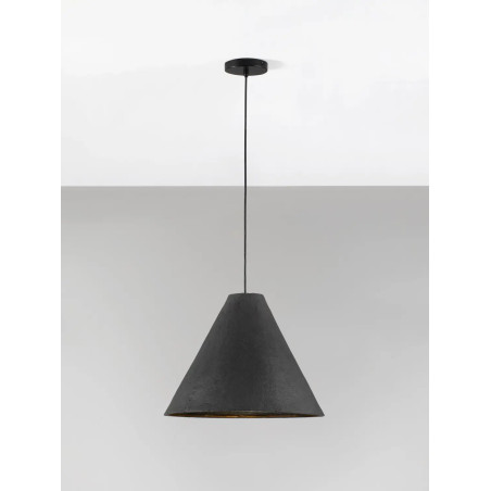 Lampa wisząca japandi z papieru mache o szorstkiej strukturze Ebbio 45cm czarna