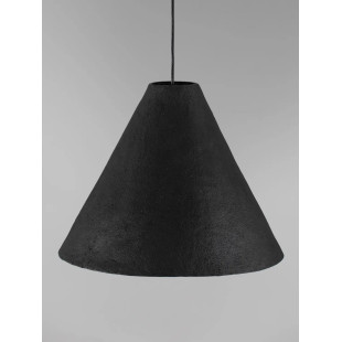 Lampa wisząca japandi z papieru mache o szorstkiej strukturze Ebbio 45cm czarna