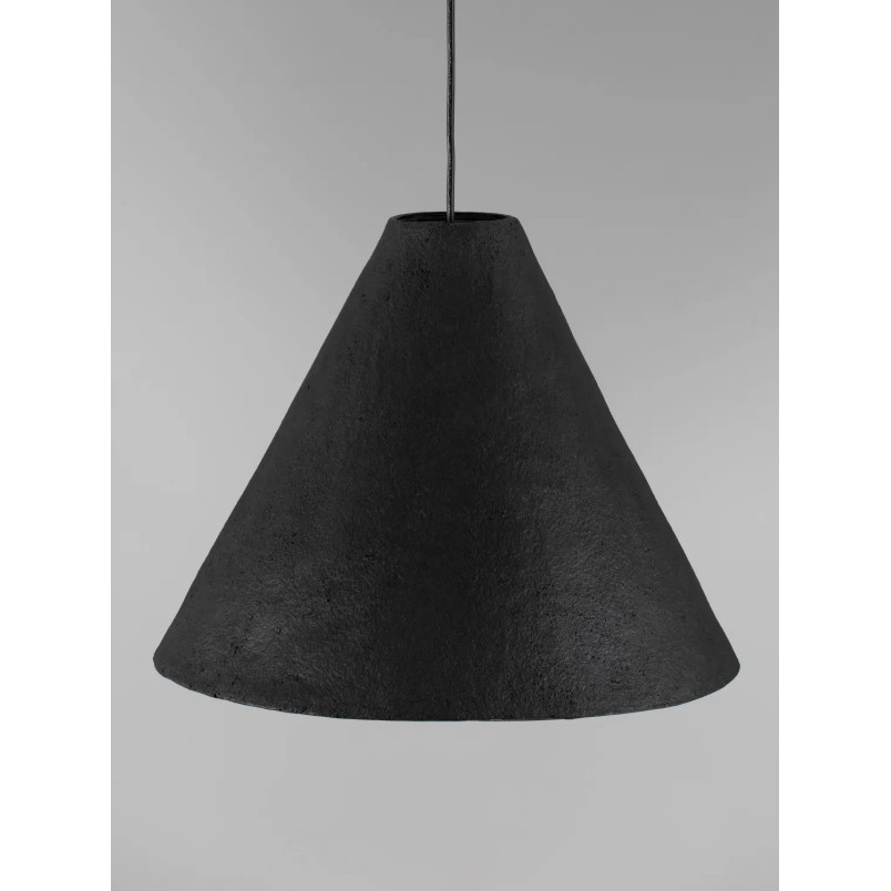 Lampa wisząca japandi z papieru mache o szorstkiej strukturze Ebbio 45cm czarna