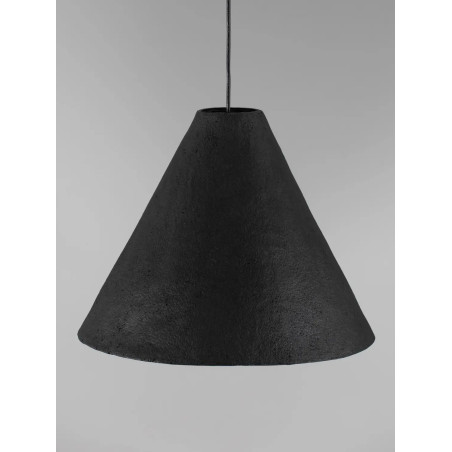 Lampa wisząca japandi z papieru mache o szorstkiej strukturze Ebbio 45cm czarna