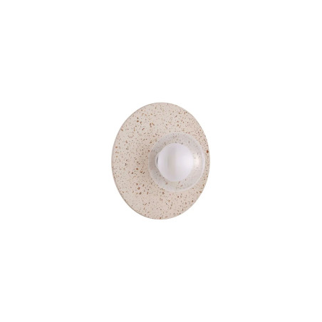 Kinkiet okrągły ze szklanym kloszem Ronco 29cm beżowy beton terrazzo