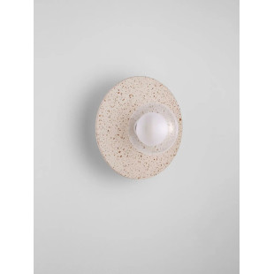Kinkiet okrągły ze szklanym kloszem Ronco 29cm beżowy beton terrazzo