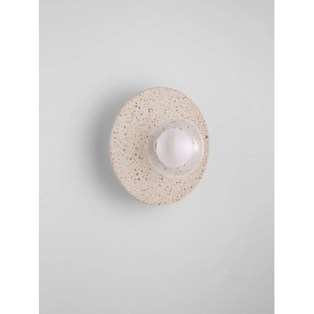 Kinkiet okrągły ze szklanym kloszem Ronco 29cm beżowy beton terrazzo
