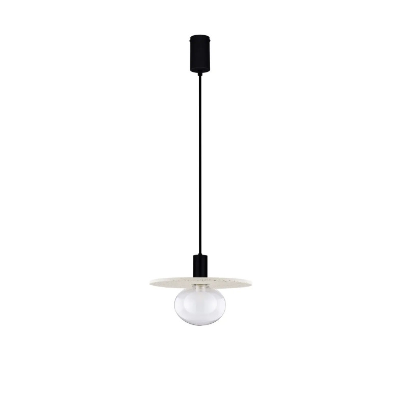 Lampa wisząca z płaskim kloszem Ronco 29,5cm beżowy beton terrazzo