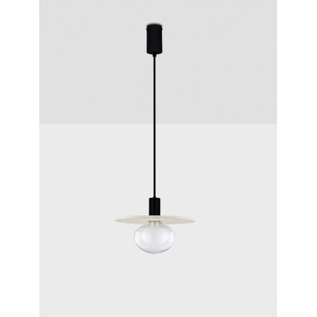 Lampa wisząca z płaskim kloszem Ronco 29,5cm beżowy beton terrazzo