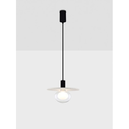 Lampa wisząca z płaskim kloszem Ronco 29,5cm beżowy beton terrazzo