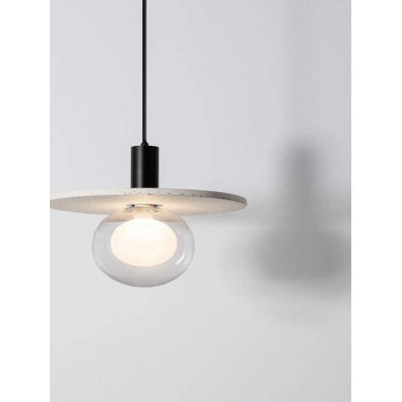 Lampa wisząca z płaskim kloszem Ronco 29,5cm beżowy beton terrazzo
