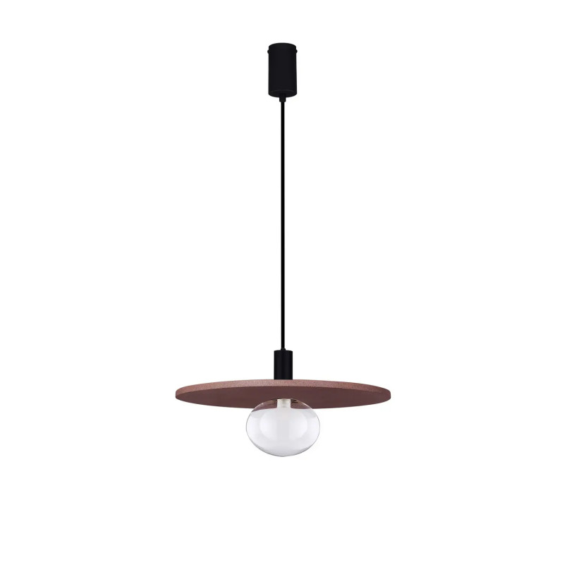 Lampa wisząca z płaskim kloszem Ronco 29,5cm czerwony beton terrazzo