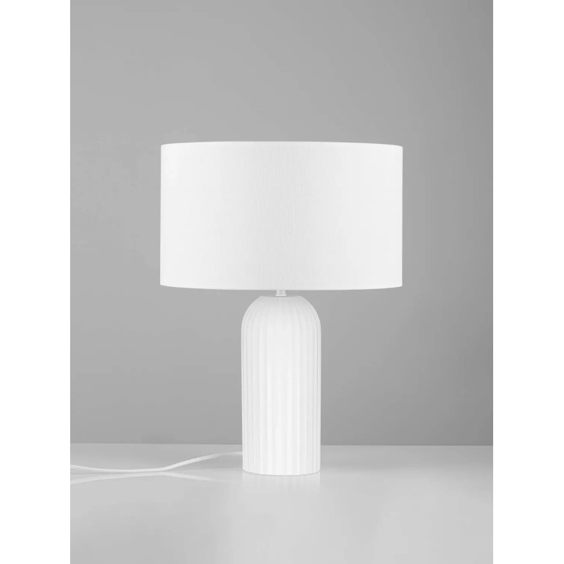 Lampa stołowa japandi na betonowej podstawie Rallio 35 H:47cm biała