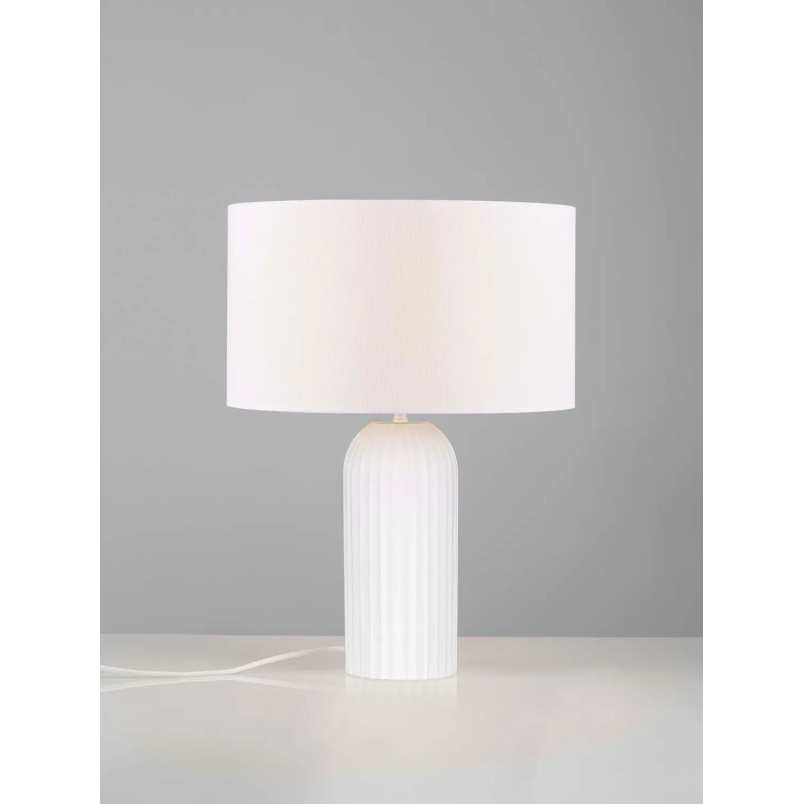 Lampa stołowa japandi na betonowej podstawie Rallio 35 H:47cm biała