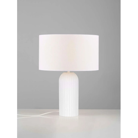 Lampa stołowa japandi na betonowej podstawie Rallio 35 H:47cm biała