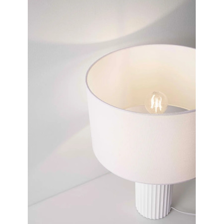 Lampa stołowa japandi na betonowej podstawie Rallio 35 H:47cm biała