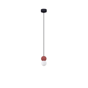 Lampa gipsowa wiszące kule Noon 8cm biało-czerwona