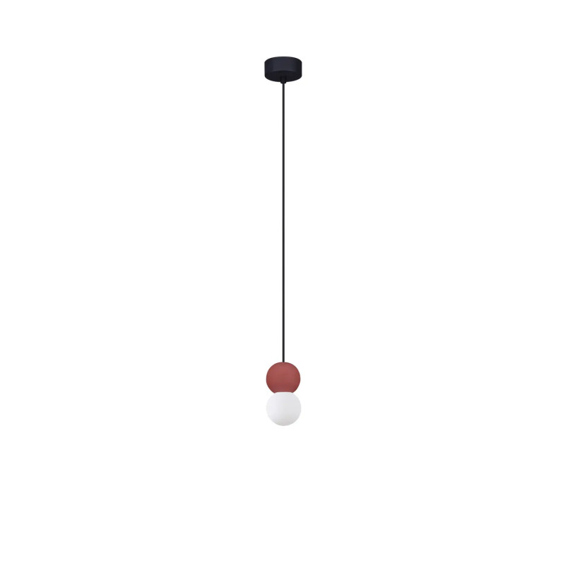 Lampa gipsowa wiszące kule Noon 8cm biało-czerwona
