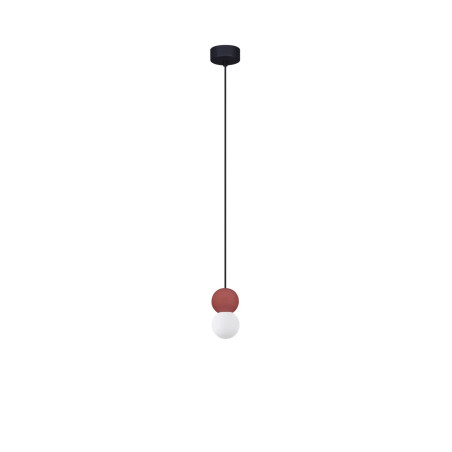 Lampa gipsowa wiszące kule Noon 8cm biało-czerwona