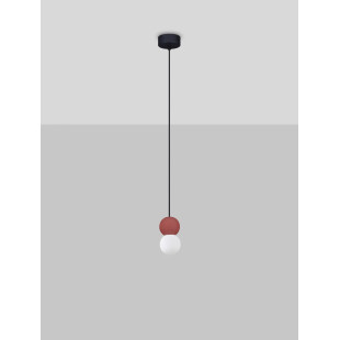 Lampa gipsowa wiszące kule Noon 8cm biało-czerwona