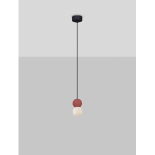 Lampa gipsowa wiszące kule Noon 8cm biało-czerwona