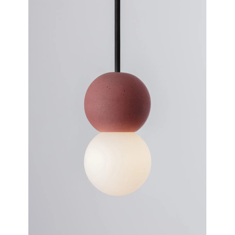 Lampa gipsowa wiszące kule Noon 8cm biało-czerwona