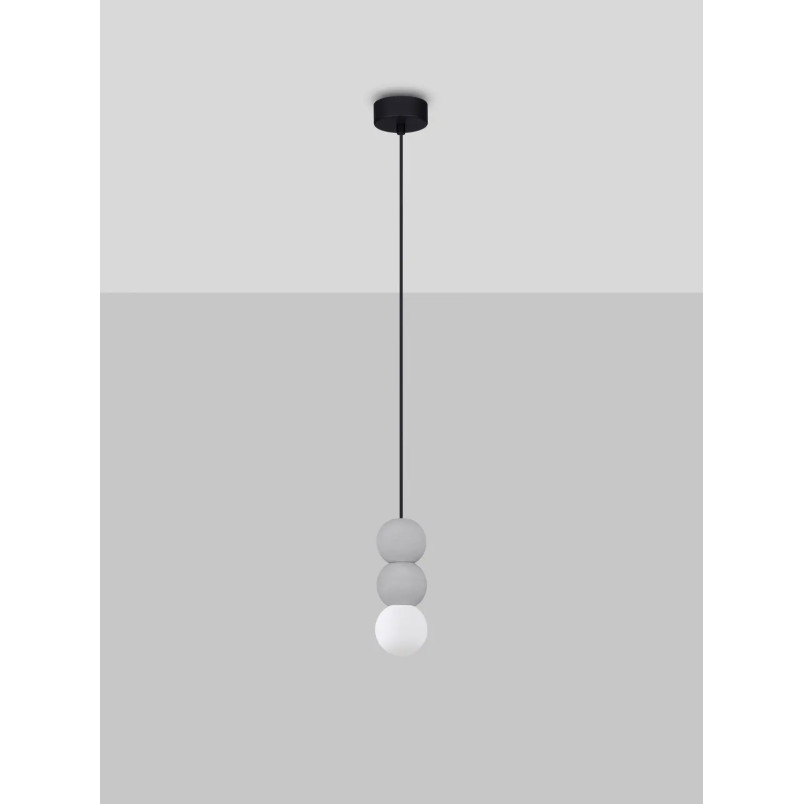 Lampa gipsowa wiszące kule Noon III 8cm biało-szara