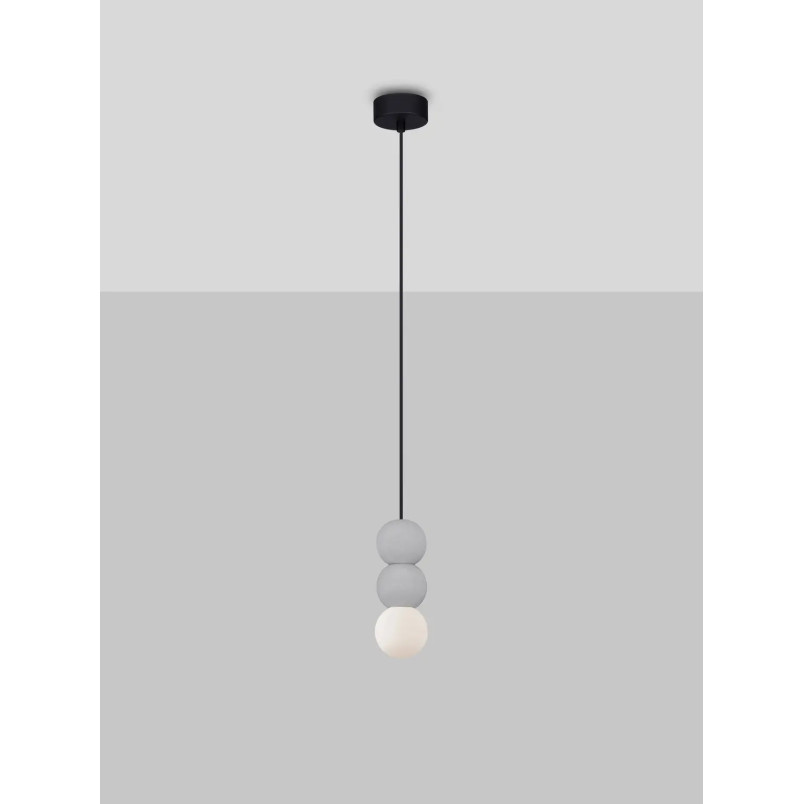 Lampa gipsowa wiszące kule Noon III 8cm biało-szara