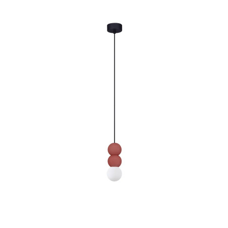 Lampa gipsowa wiszące kule Noon III 8cm biało-czerwona