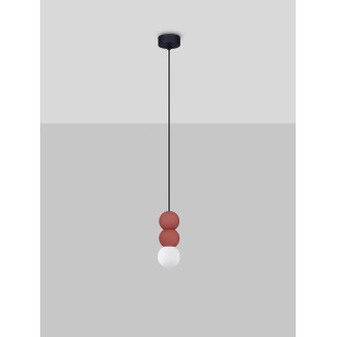 Lampa gipsowa wiszące kule Noon III 8cm biało-czerwona
