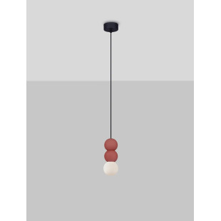 Lampa gipsowa wiszące kule Noon III 8cm biało-czerwona