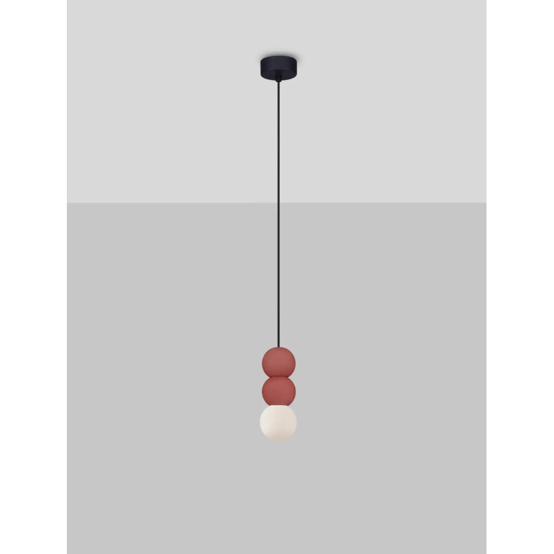 Lampa gipsowa wiszące kule Noon III 8cm biało-czerwona