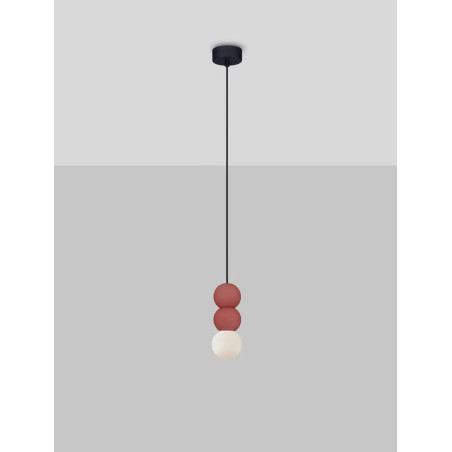 Lampa gipsowa wiszące kule Noon III 8cm biało-czerwona