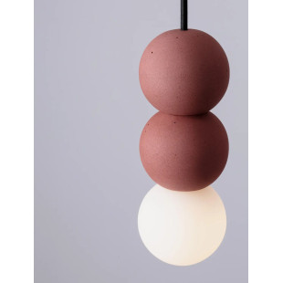 Lampa gipsowa wiszące kule Noon III 8cm biało-czerwona
