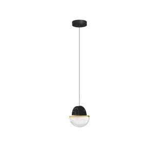 Lampa wisząca marmurowo-szklana Pianetti 16cm LED 3000K czarny marmur / złoty mosiądz / przeźroczysty