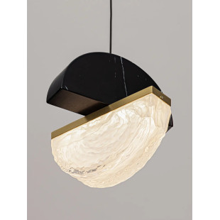 Lampa wisząca marmurowo-szklana Pianetti 16cm LED 3000K czarny marmur / złoty mosiądz / przeźroczysty