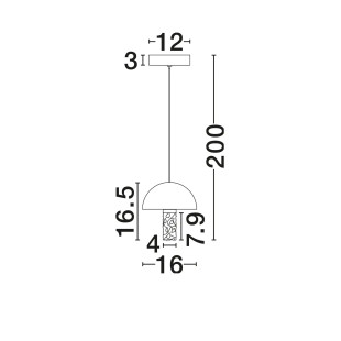Lampa wisząca marmurowo-szklana Pianetti 16cm LED 2700K czarny marmur / złoty mosiądz / przeźroczysty
