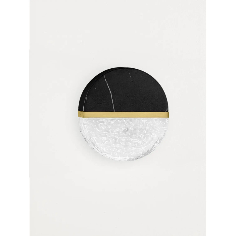 Kinkiet okrągły marmurowo-szklany Pianetti 15,8cm IP44 LED 3000K czarny marmur / złoty mosiądz / przeźroczysty