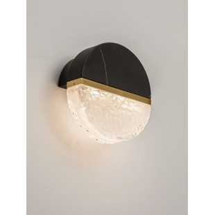 Kinkiet okrągły marmurowo-szklany Pianetti 15,8cm IP44 LED 3000K czarny marmur / złoty mosiądz / przeźroczysty