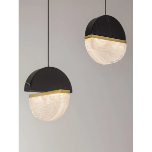 Lampa wisząca marmurowo-szklana 5 punktowa na listwie Pianetti 104cm LED 3000K czarny marmur / złoty mosiądz / przeźroczysty