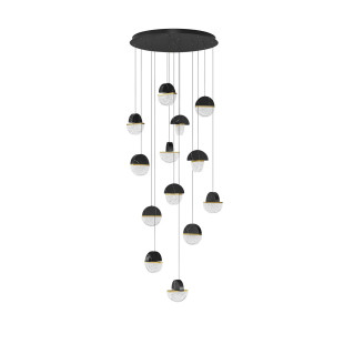 Lampa wisząca marmurowo-szklana Pianetti 78cm LED 2700K czarny marmur / złoty mosiądz / przeźroczysty