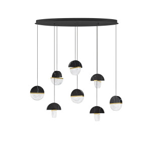 Lampa wisząca marmurowo-szklana Pianetti 105cm LED 3000K czarny marmur / złoty mosiądz / przeźroczysty