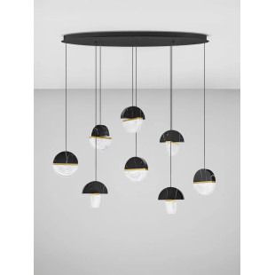 Lampa wisząca marmurowo-szklana Pianetti 105cm LED 3000K czarny marmur / złoty mosiądz / przeźroczysty