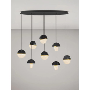 Lampa wisząca marmurowo-szklana Pianetti 105cm LED 3000K czarny marmur / złoty mosiądz / przeźroczysty