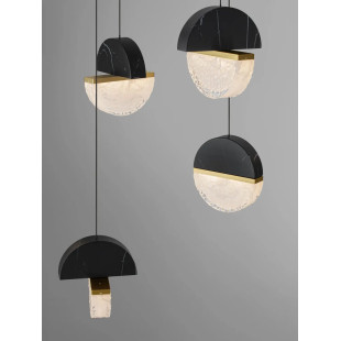 Lampa wisząca marmurowo-szklana Pianetti 105cm LED 3000K czarny marmur / złoty mosiądz / przeźroczysty
