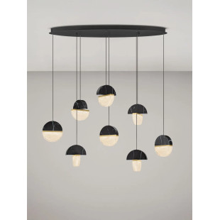 Lampa wisząca marmurowo-szklana Pianetti 105cm LED 2700K czarny marmur / złoty mosiądz / przeźroczysty