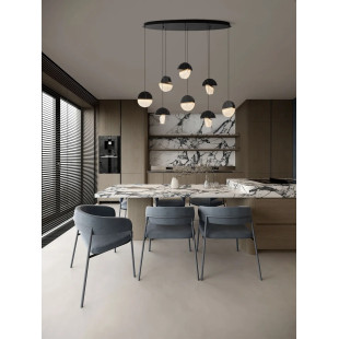 Lampa wisząca marmurowo-szklana Pianetti 105cm LED 2700K czarny marmur / złoty mosiądz / przeźroczysty