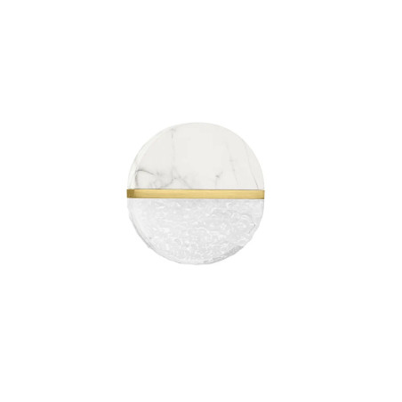 Kinkiet okrągły marmurowo-szklany Pianetti 15,8cm IP44 LED 3000K biały marmur / złoty mosiądz / przeźroczysty
