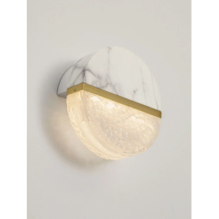 Kinkiet okrągły marmurowo-szklany Pianetti 15,8cm IP44 LED 2700K biały marmur / złoty mosiądz / przeźroczysty